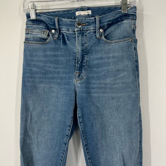 Good American Good Straight Jeans in Indigo033 Raw Hem - Picture 2 of 7